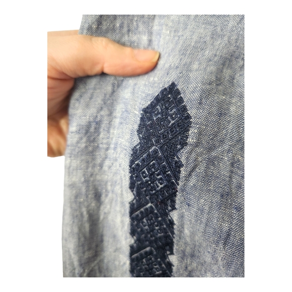 Artisan NY 100% Linen Coastal Boho Embroidered Mini Dress - Picture 5 of 9